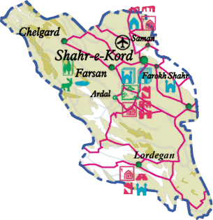 نقشه راهنمای استان چهارمحال و بختياري