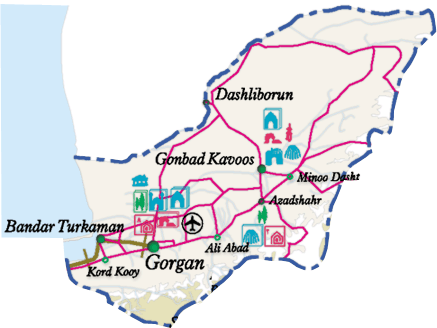 نقشه راهنمای استان گلستان