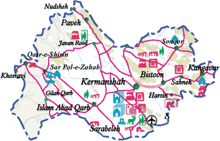 نقشه راهنمای استان كرمانشاه
