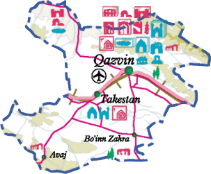 نقشه راهنمای استان قزوين