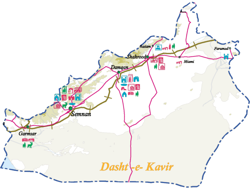 نقشه راهنمای استان سمنان