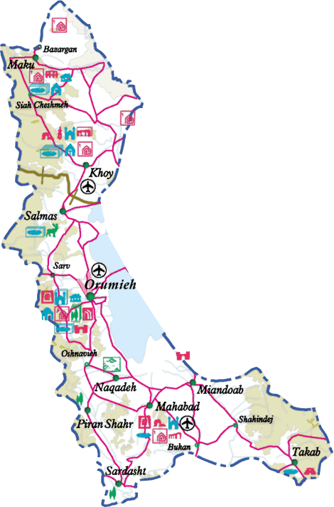 نقشه راهنمای استان آذربايجان غربي