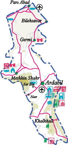 نقشه راهنمای استان اردبيل