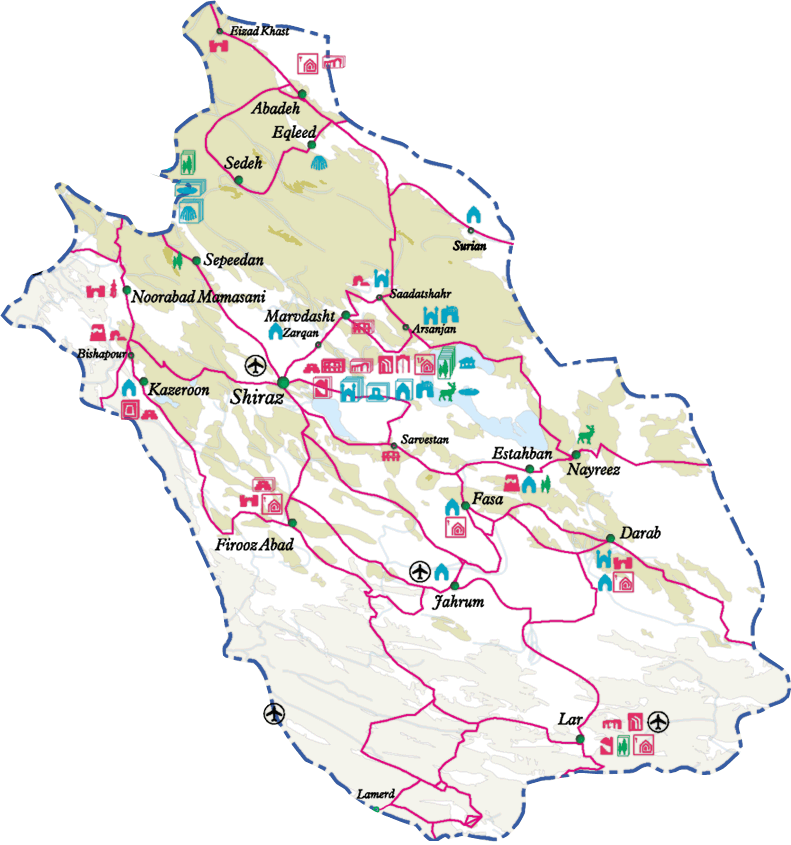 نقشه راهنمای استان فارس
