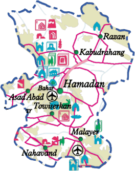نقشه راهنمای استان همدان
