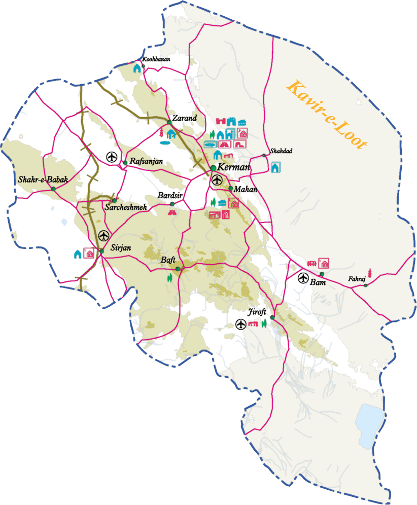 نقشه راهنمای استان كرمان