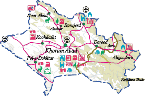نقشه راهنمای استان لرستان