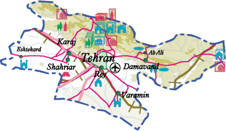 نقشه راهنمای استان تهران